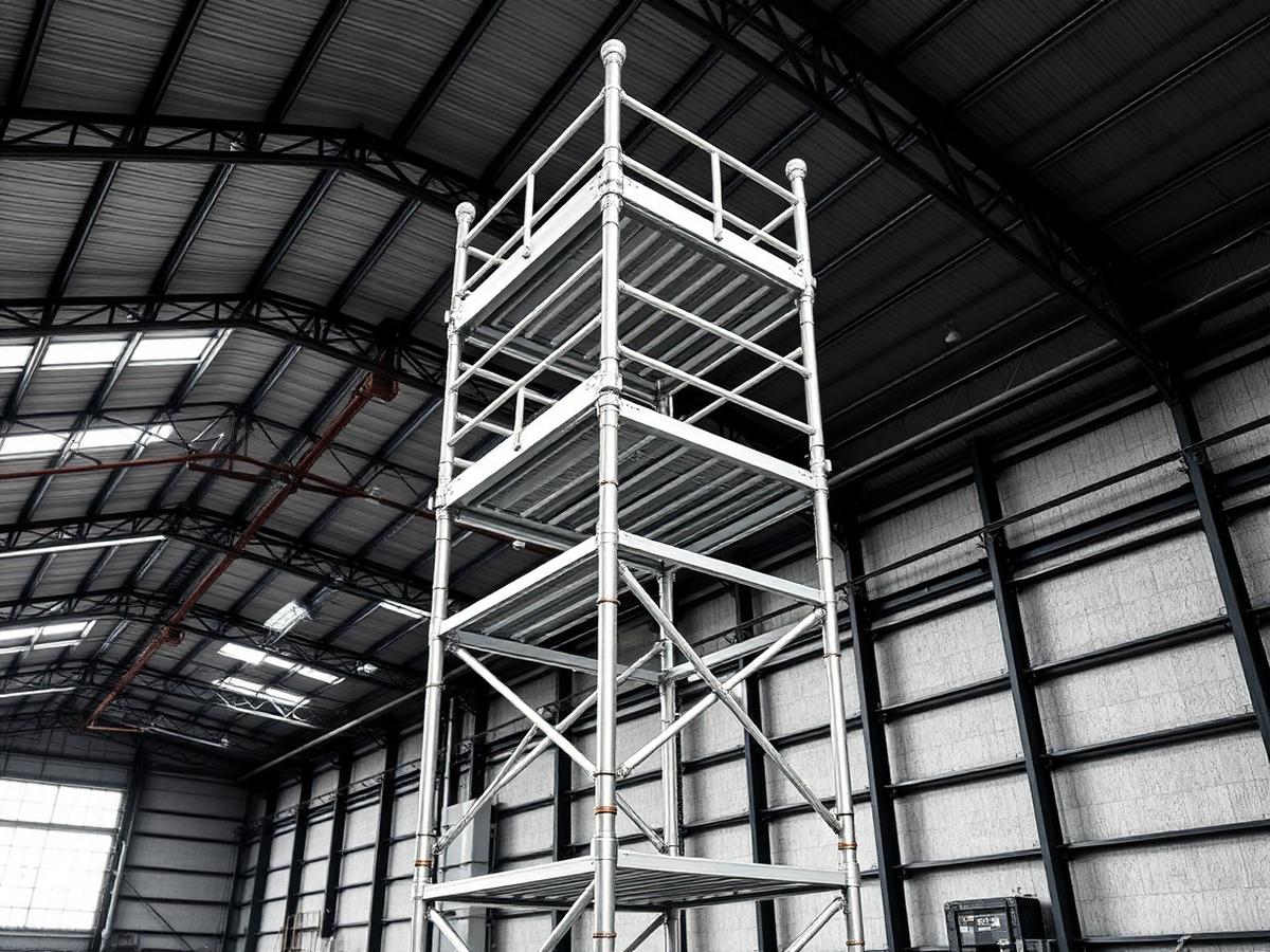 Aluminium rolsteiger in een industriële loods